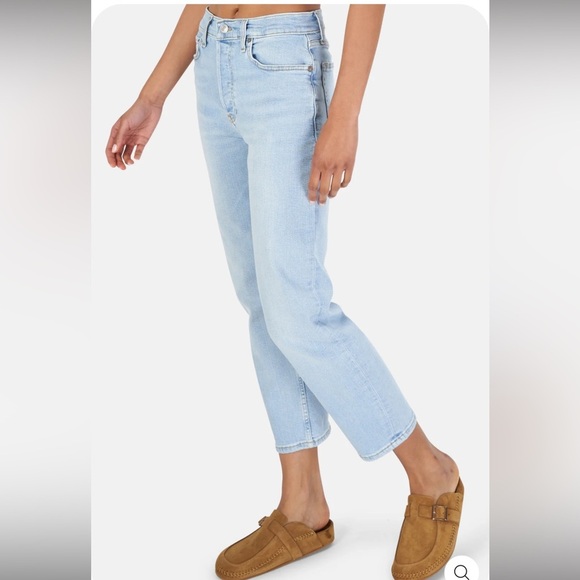 NWT size 29 Re/done Stove Pipe light wash Jeans Riverfade 96% Cotton - Picture 2 of 11